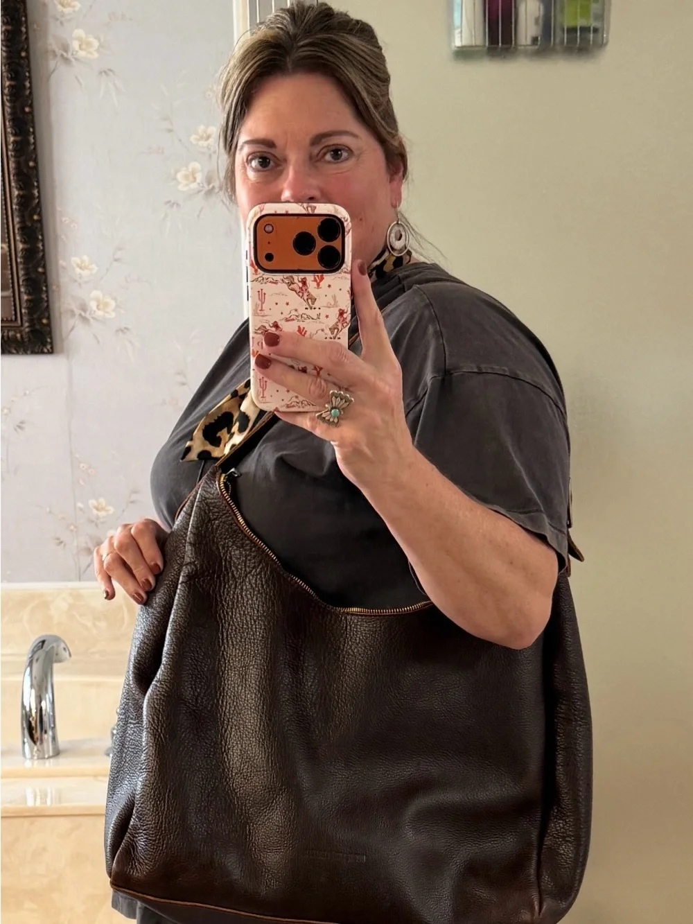 Portland leather….Leather Shoulder Hobo Bag in Dark Brown-espresso.